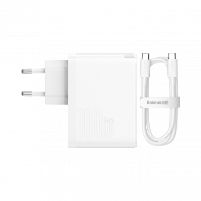 Мережевий зарядний пристрій Baseus GaN5 Pro 2 порта, USB + Type-C 100W Белый (CCGP090202) - изображение 3