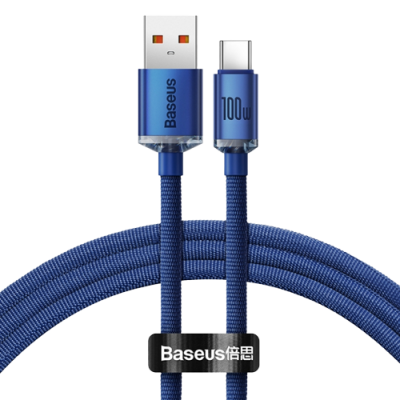 Кабель Baseus Crystal Shine USB 2.0 to Type-C 100W 1.2M Синій (CAJY000403) - изображение 1