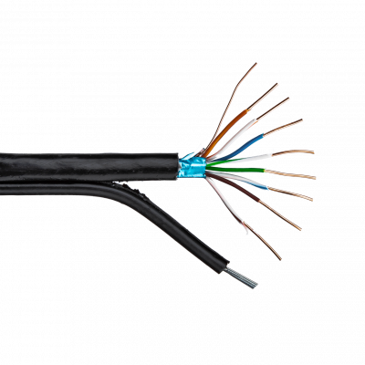 Кабель экранированный для наружной прокладки LP CCA Cat.5e FTP 4x2x0.51мм с тросом 7х0.4