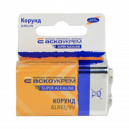 Батарейка лужна Корунд.6LR61.SC1 (shrink card 1)