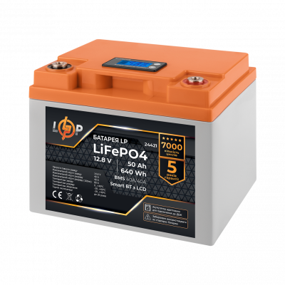 Аккумулятор LP LiFePO4 12,8V - 50 Ah (640Wh) (BMS 40A/40А) пластик LCD Smart BT