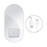 Бездротовий зарядний пристрій Baseus Simple 2 in 1 AirPods Pro Білий (WXJK-C02) (Колір Белый) - фото № 4