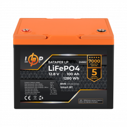 Акумулятор LP LiFePO4 12,8V - 100 Ah (1280Wh) (BMS 100A/50А) пластик Smart BT