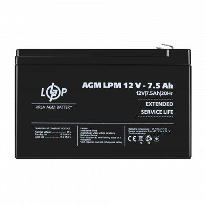 Акумулятор AGM LPM 12V - 7.5 Ah - изображение 1