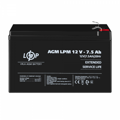 Акумулятор AGM LPM 12V - 7.5 Ah - зображення 2