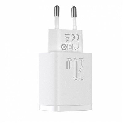 Зарядний пристрій Baseus Compact Quick Charger USB+Type-C 20W Білий (CCXJ-B02) - изображение 4
