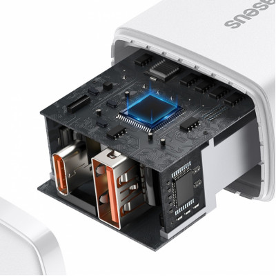 Зарядний пристрій Baseus Compact Quick Charger USB+Type-C 20W Білий (CCXJ-B02) - изображение 5