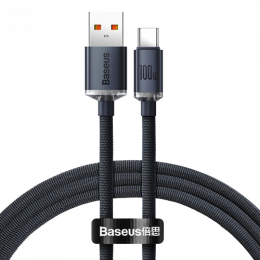 Кабель Baseus Crystal Shine USB 2.0 to Type-C 100W 1.2M Чорний (CAJY000401)