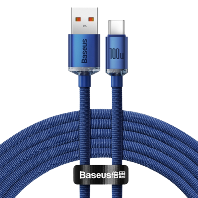 Кабель Baseus Crystal Shine USB 2.0 to Type-C 100W 2M Синій (CAJY000503) - зображення 1