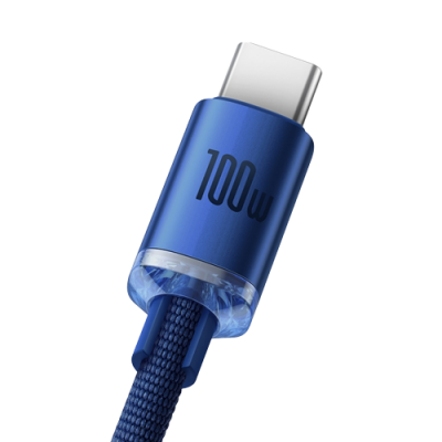 Кабель Baseus Crystal Shine USB 2.0 to Type-C 100W 2M Синій (CAJY000503) - зображення 2