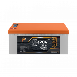 Акумулятор LP LiFePO4 25,6V - 160 Ah (4096Wh) (BMS 200A/100А) пластик LCD Smart BT