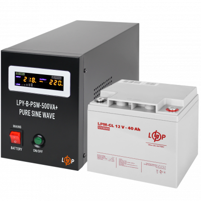 Комплект резервного живлення для котла LP (LogicPower) ДБЖ + гелева батарея (UPS B500 + АКБ GL 480W) - зображення 1