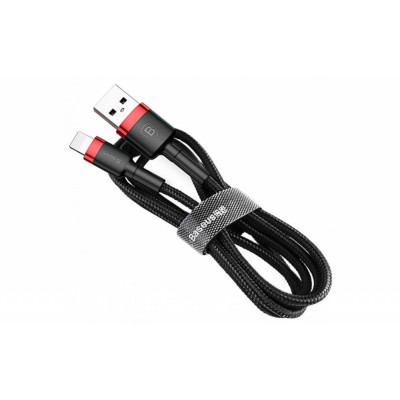 Кабель Baseus Cafule USB 2.0 to Lightning 2.4A 1M Чорний/Червоний (CALKLF-B19)