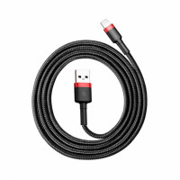 Кабель Baseus Cafule USB 2.0 to Lightning 2.4A 1M Черный/Красный (CALKLF-B19)  - фото № 2