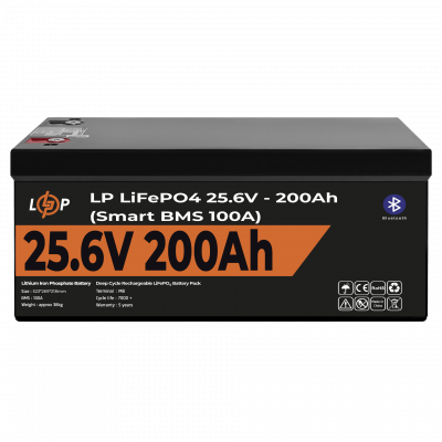 Акумулятор LP LiFePO4 24V (25,6V) - 200 Ah (5120Wh) (Smart BMS 100А) з BT пластик