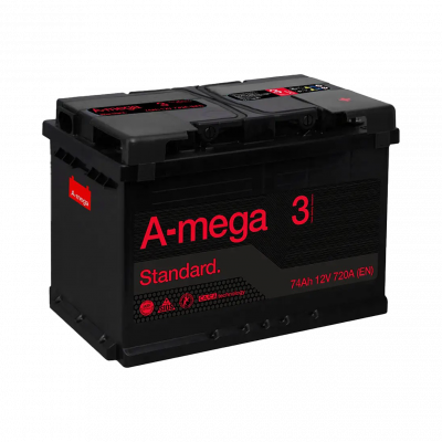 Акумулятор авто Мегатекс A-mega Standard (М3) 6СТ-74-АЗ (лев) ТХП 720 - изображение 1