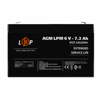 Акумулятор AGM LPM 6V - 7.2 Ah - зображення 1