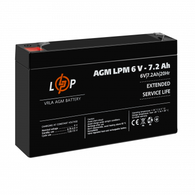 Акумулятор AGM LPM 6V - 7.2 Ah - изображение 4