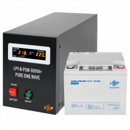 Комплект резервного живлення для котла LP (LogicPower) ДБЖ + мультигелева батарея (UPS B500 + АКБ MG 480Wh)