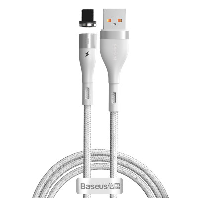 Кабель Baseus Zinc Magnetic USB 2.0 to Lightning 2.4A 1M Білий (CALXC-K02) - изображение 1