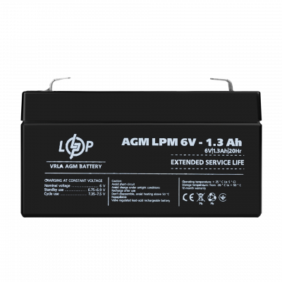 Акумулятор AGM LPM 6V - 1.3 Ah - зображення 1