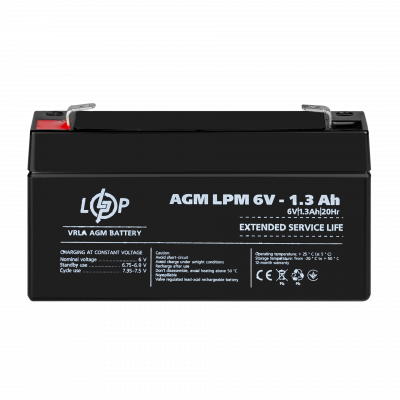 Акумулятор AGM LPM 6V - 1.3 Ah - зображення 2
