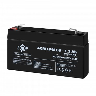 Акумулятор AGM LPM 6V - 1.3 Ah - зображення 3