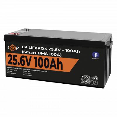 Акумулятор LP LiFePO4 24V (25,6V) - 100 Ah (2560Wh) (Smart BMS 100А) з BT пластик