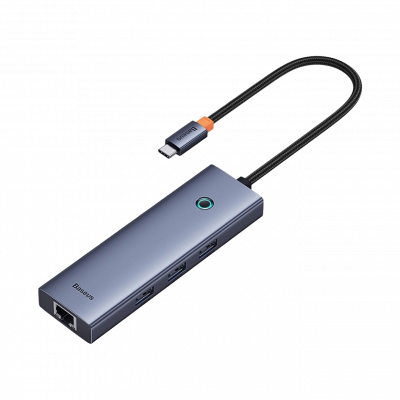 USB Hub Baseus Flite 6-Port Type-C to HDMI4K 60Hz*1+USB 3.0*3+PD*1+RJ45*1 Cірий - изображение 3