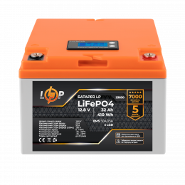 Акумулятор LP LiFePO4 12,8V - 32 Ah (410Wh) (BMS 50А/25A) пластик LCD для ДБЖ