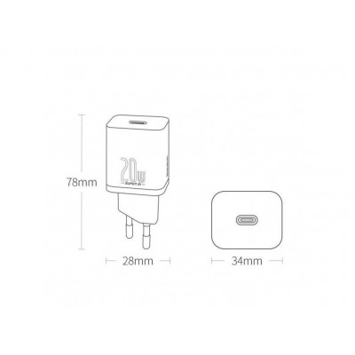 Мережевий зарядний пристрій Baseus Super Si 25W + кабель Type-C to Type-C 3A 1M Білий (TZCCSUP-L02) - изображение 3