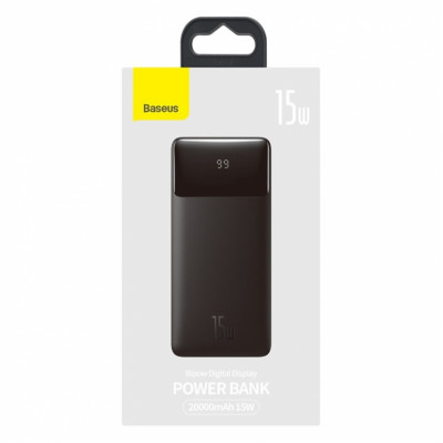 Зовнішній акумулятор Baseus Bipow Digital 15W 20000mAh Чорний (PPDML-J01)