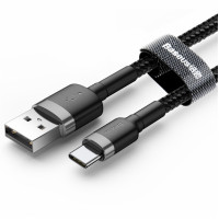 Кабель Baseus Cafule USB 2.0 to Type-C 3A 1M Чорний/Сірий (CATKLF-BG1)