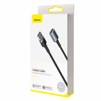 Кабель Baseus Cafule USB 3.0 Male to USB 3.0 Female 2A 1M Сірий (CADKLF-B0G) - зображення 3