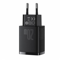 Зарядний пристрій Baseus Compact Quick Charger USB+Type-C 20W Чорний (CCXJ-B01)  - фото № 4