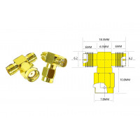 Трійник для FPV та радіообладнання (RP-SMA F - RP-SMA M - RP-SMA F)