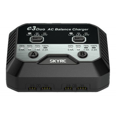 Зарядний пристрій дуо SkyRC e3 duo 20Wx2 2.2A з/БП для Li-Pol/Li-Fe/Li-HV 2-3S акумуляторів (SK-100164) - изображение 1
