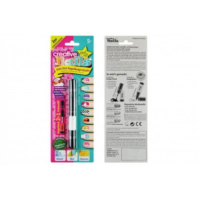 Дитячий лак-олівець для нігтів Malinos Creative Nails на водній основі (2 кольори чёрній + білий) - изображение 1