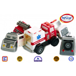 Конструктор для маленьких POPULAR Playthings Build-a-Truck Rescue рятувальні машинки (швидка, пожежна, поліція)