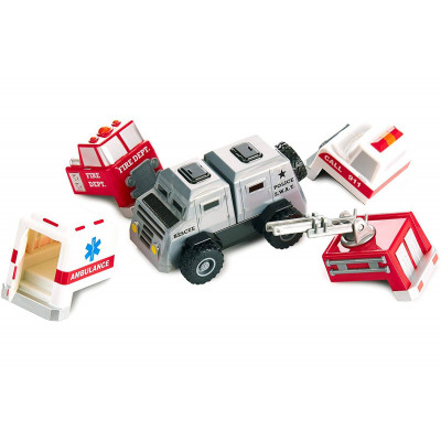 Конструктор для маленьких POPULAR Playthings Build-a-Truck Rescue рятувальні машинки (швидка, пожежна, поліція) - зображення 6