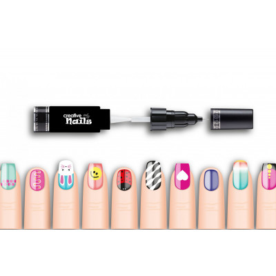 Дитячий лак-олівець для нігтів Malinos Creative Nails на водній основі (2 кольори Морський хвилі + Білий) - изображение 3