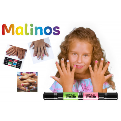 Детский лак-карандаш для ногтей Malinos Creative Nails на водной основе (2 цвета Морской волны + Розовый) - изображение 1