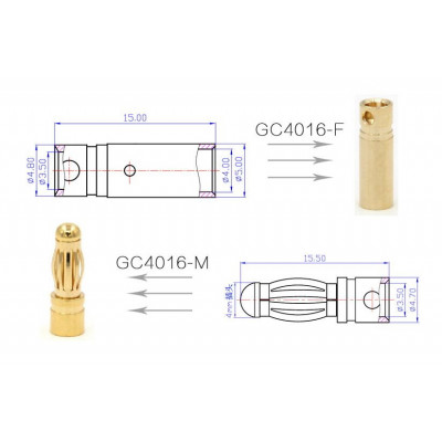 Конектори силові AMASS PLUG 4.0MM 3шт - зображення 2