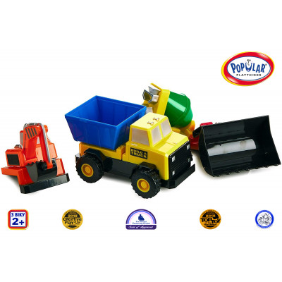 Конструктор для маленьких POPULAR Playthings Build-a-Truck машинки (бетономішалка, вантажівка, бульдозер, екскаватор)  - зображення 1
