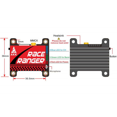 Відеопередавач AKK Race Ranger 5.8GHz 200-1600mW