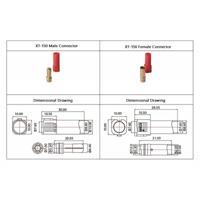 50 шт - Конектори AMASS XT150 Male (червоний)