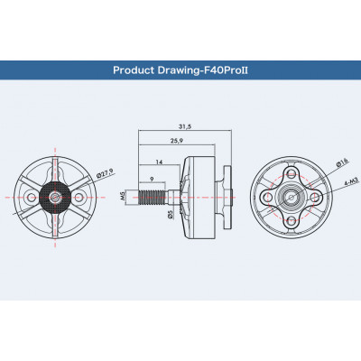 Мотор T-Motor F40 PRO II 2306 2400KV для мультикоптерів (зелений)