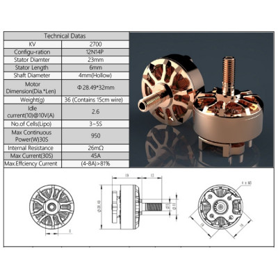 Двигун AirBot Mr. Copper 2306 2400KV 3-5S для мультикоптерів - изображение 2