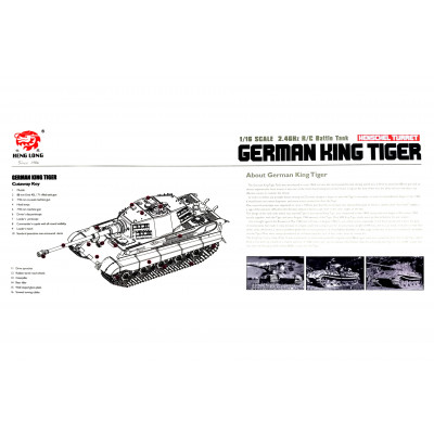 Танк на радіоуправлінні 1:16 Heng Long King Tiger Henschel з пневмопушкою і і/ч боєм - зображення 10