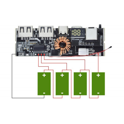 Плата для повербанка 5 USB портів 100W 5A зі швидкою зарядкою QC3.0 (на 4 елементи 18650) - изображение 3